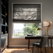 Dim Grey Linen Roman Shades - Cotton Lining