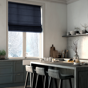 Royal Blue Linen Roman Shades - Cotton Lining