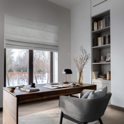 Stone Grey Linen Roman Shades - Cotton Lining