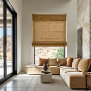 Tawny Brown Linen Roman Shades - Cotton Lining