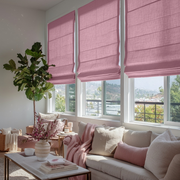 Dusty Rose Linen Roman Shades - Cotton Lining