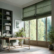 Forest Green Linen Roman Shades - Cotton Lining