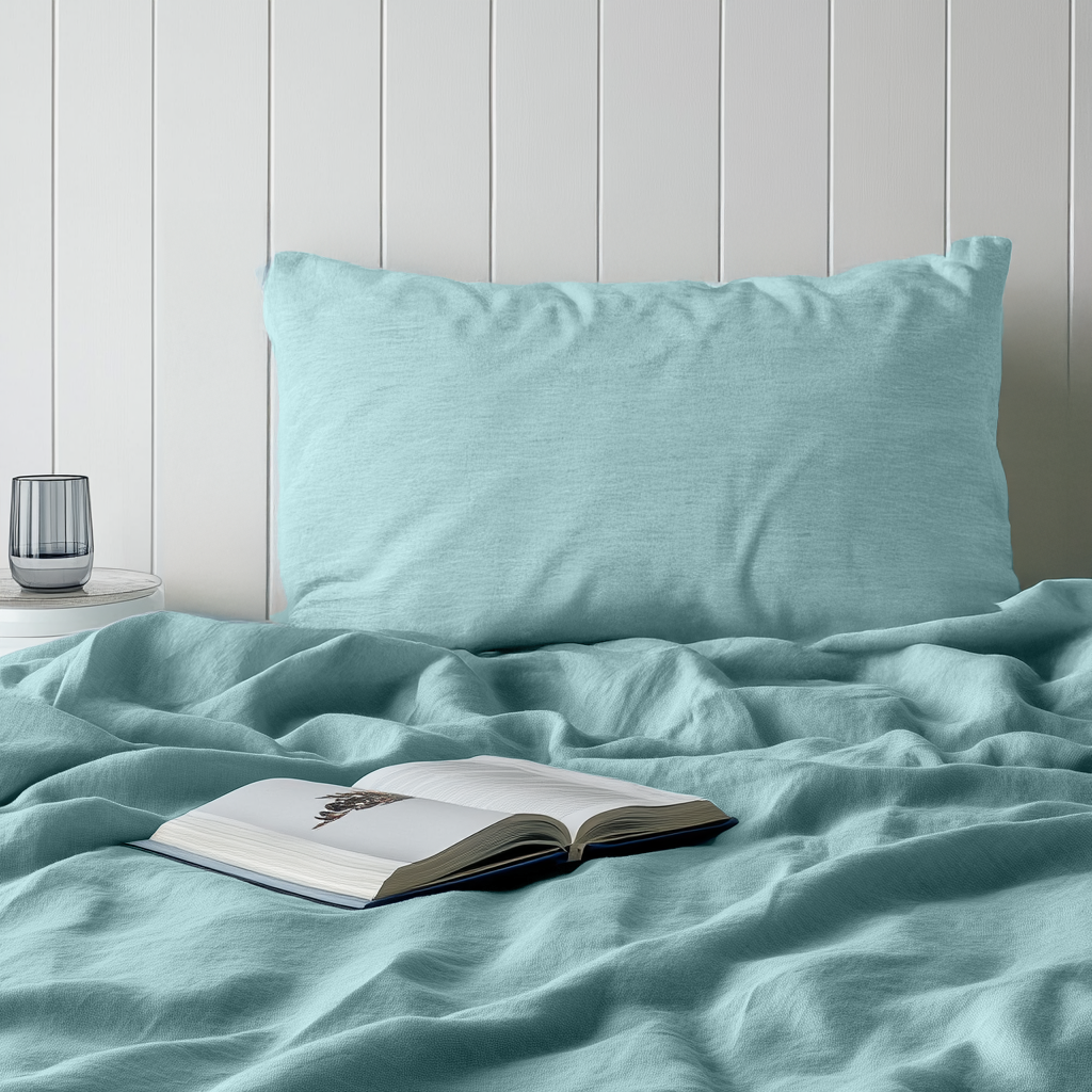 Aquamarine Blue Linen Sheet Set