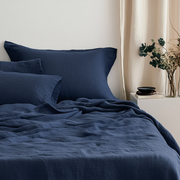 Royal Blue Linen Sheet Set