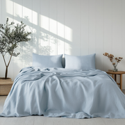 Sky Blue Linen Sheet Set