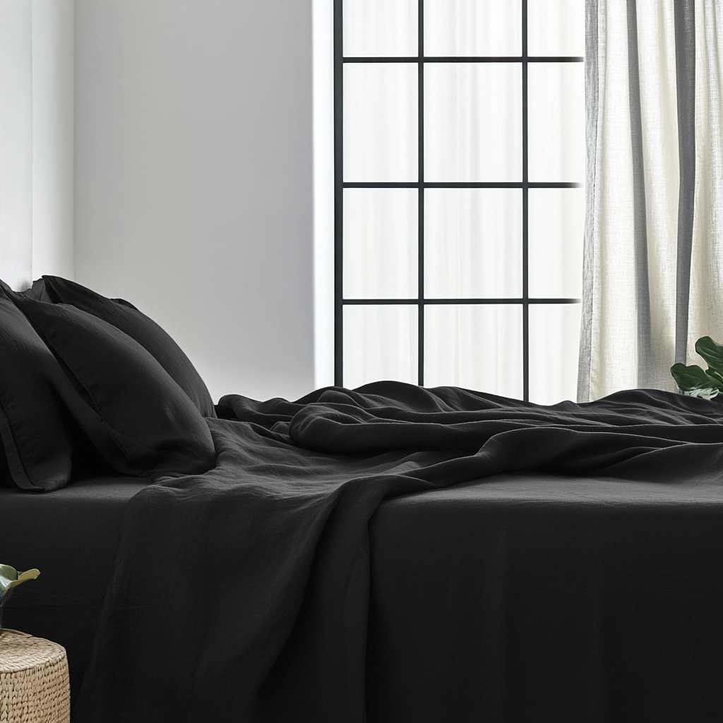 Black Linen Sheet Set