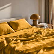 Mustard Yellow Washed Linen Sheet Set