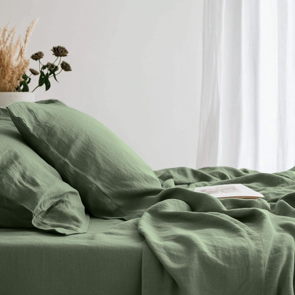 Sage Green Linen Sheet Set