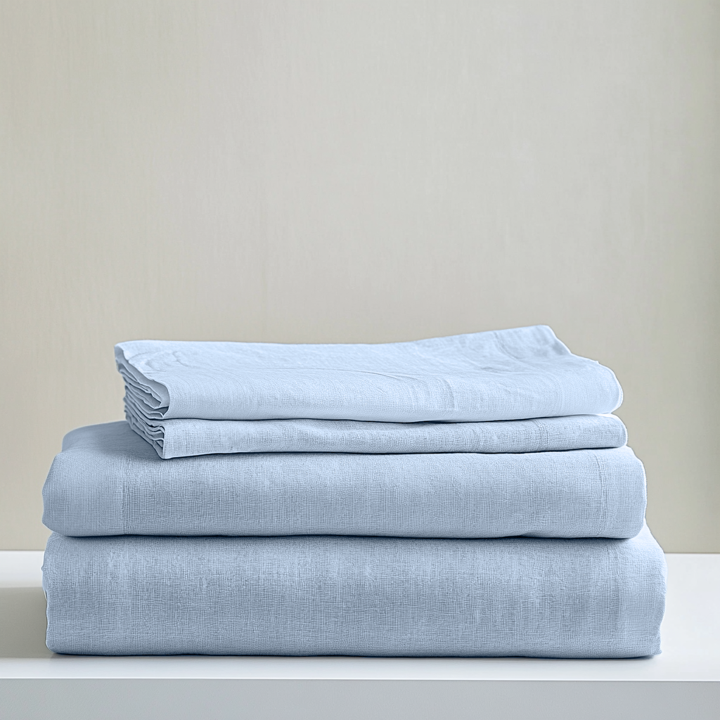 Sky Blue Linen Sheet Set