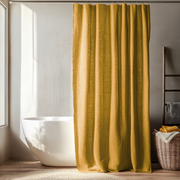 Mustard Yellow Linen Shower Curtain