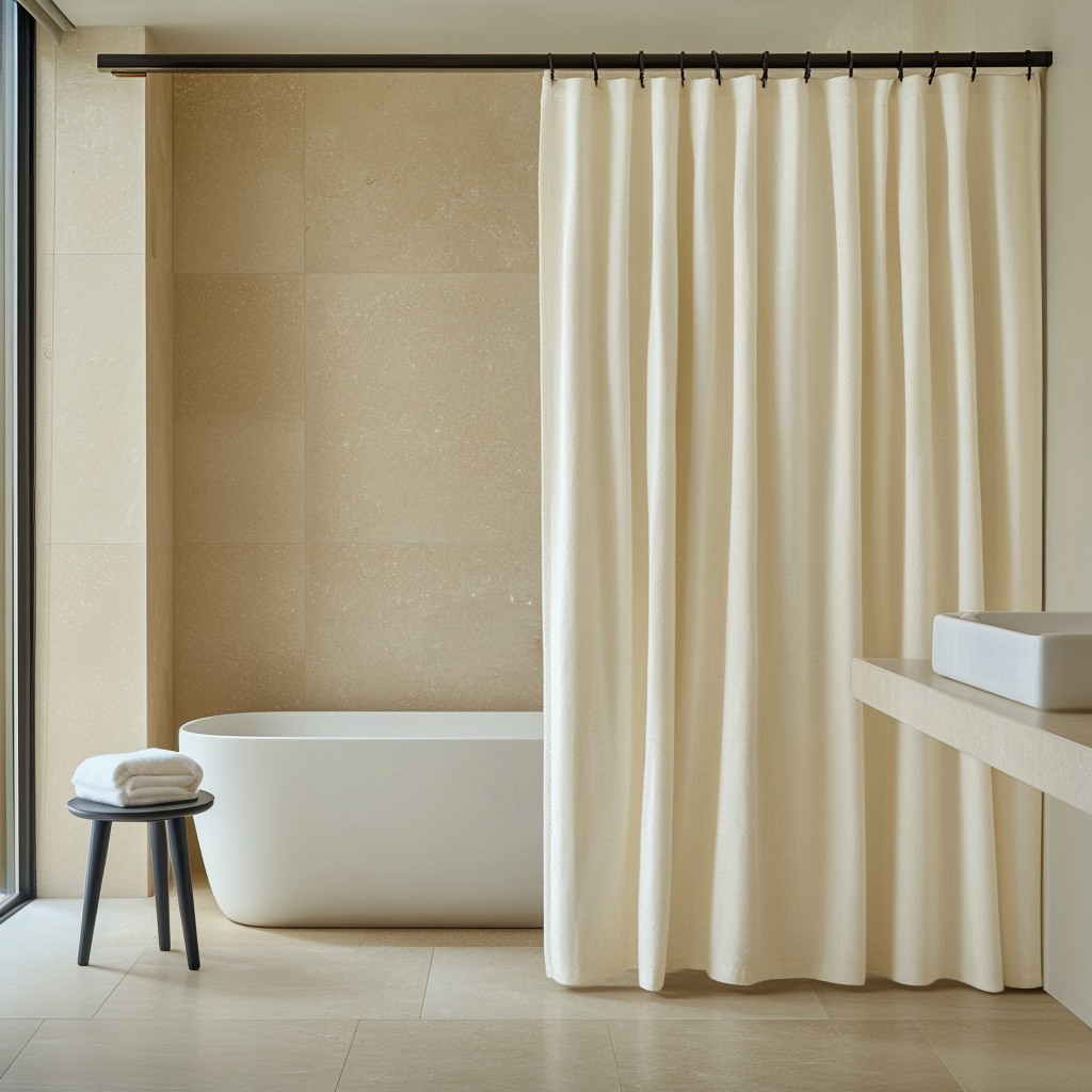 Cream Linen Shower Curtain