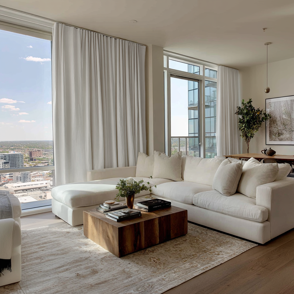 Off-White Linen Soundproof Curtains with Multitape