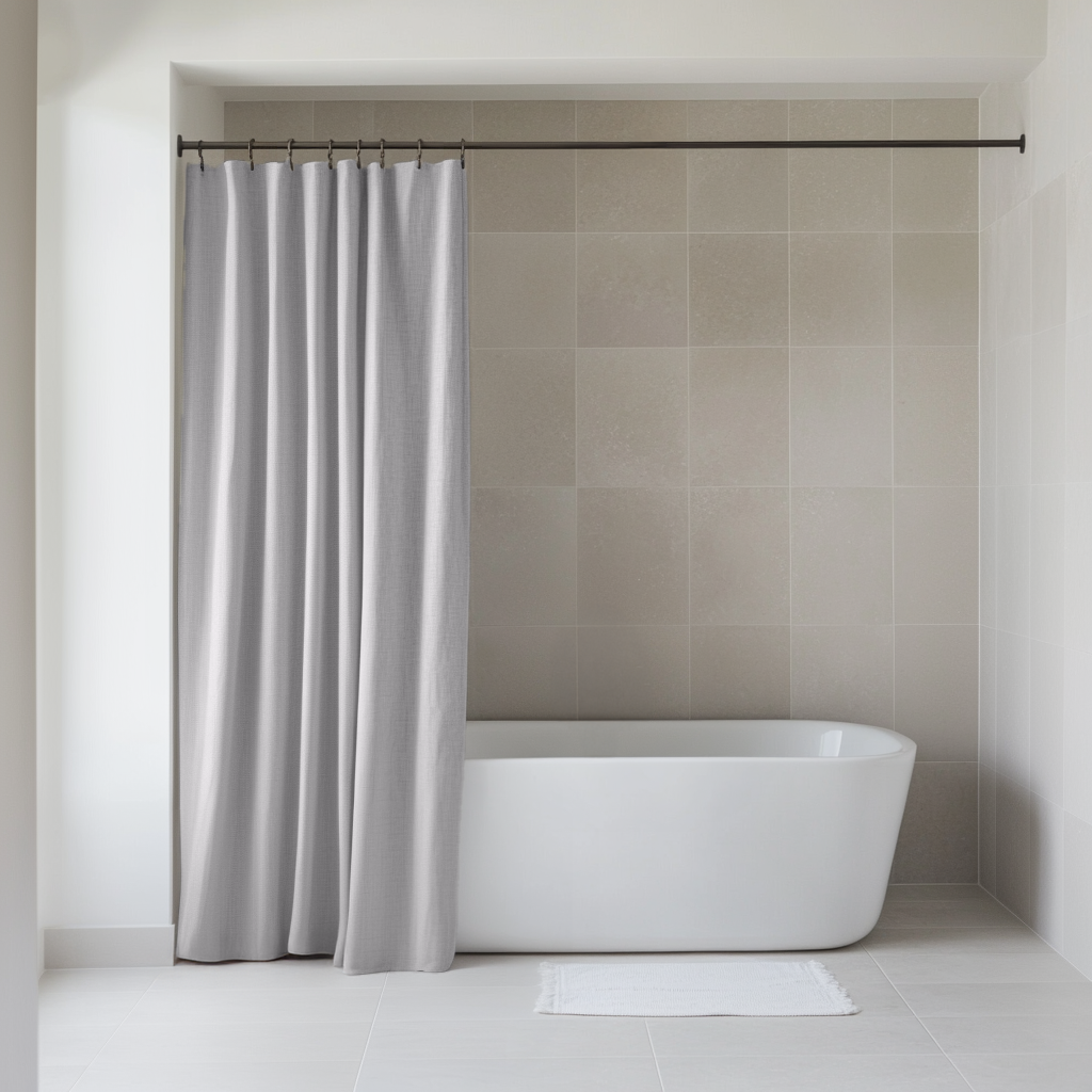 Stone Grey Linen Shower Curtain