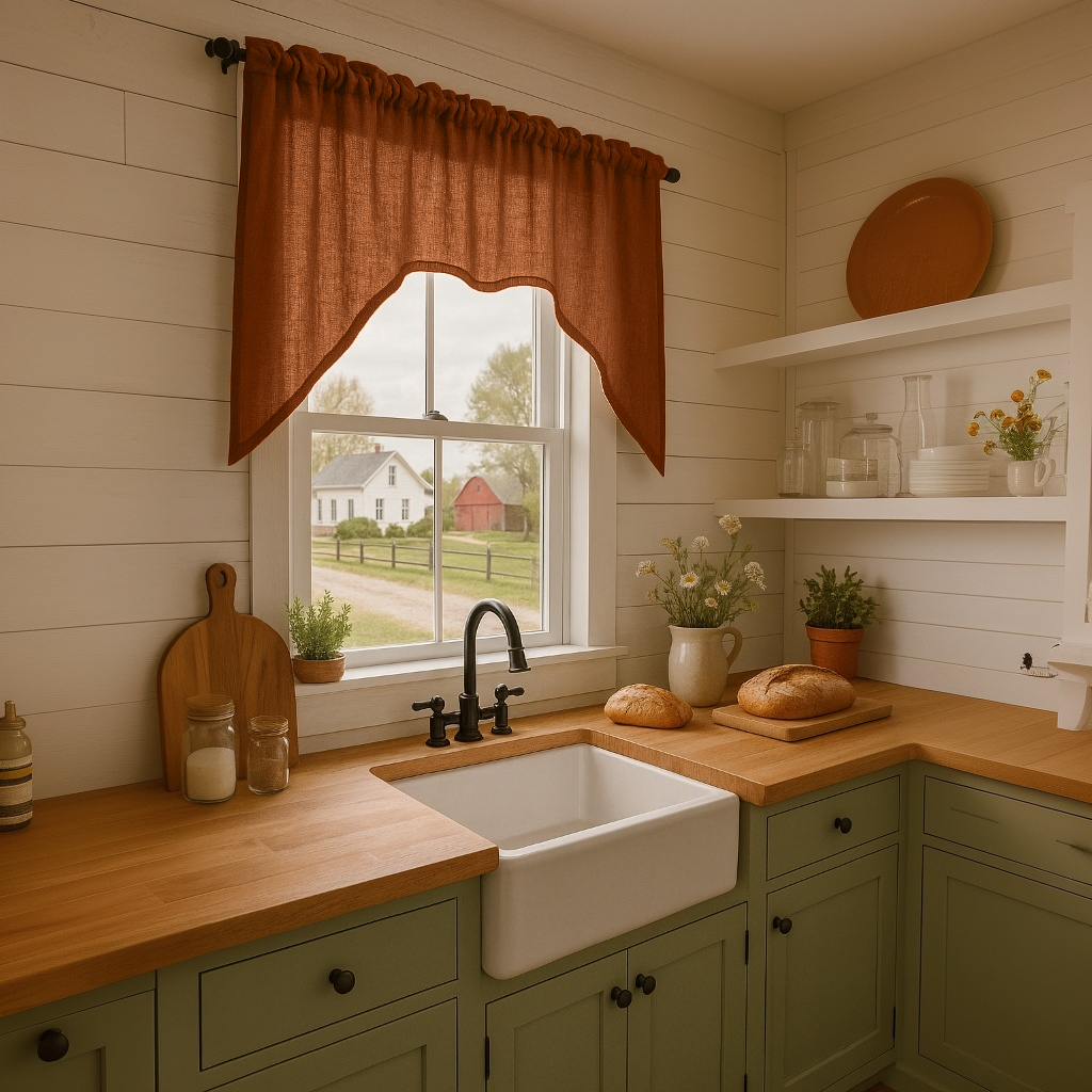 Clay Heavy Weight Linen Swag Valance Curtain