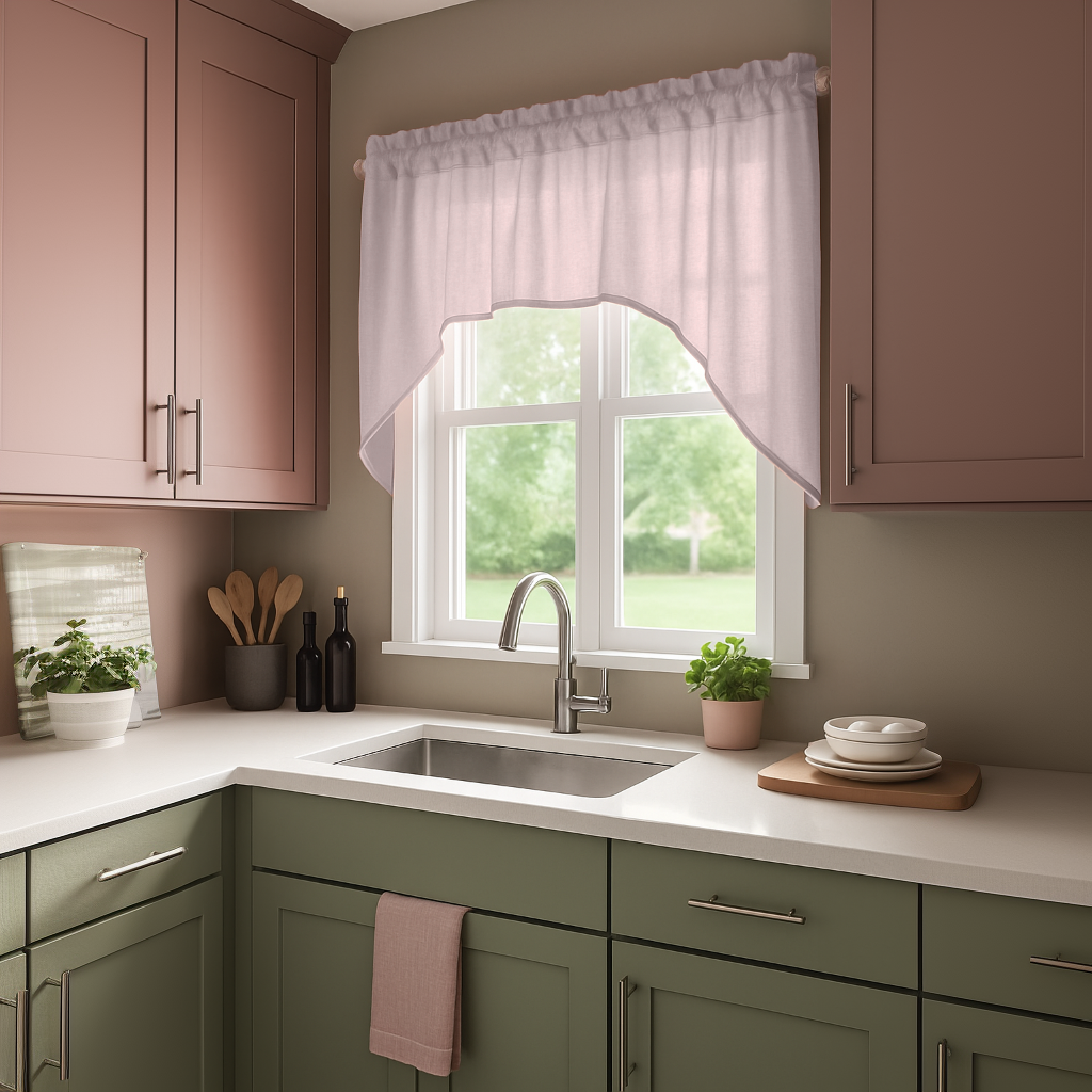 Dusty Pink Linen Swag Valance Curtain