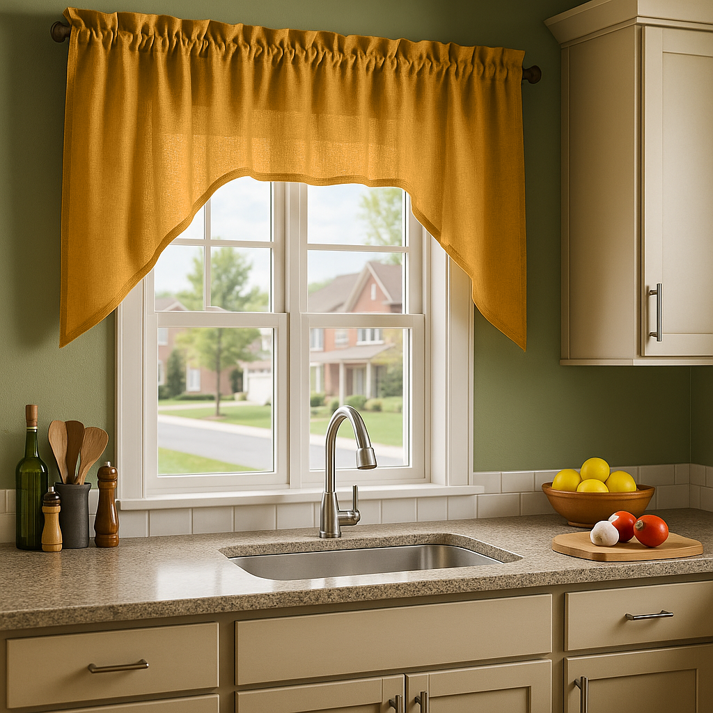 Mustard Yellow Linen Swag Valance Curtain