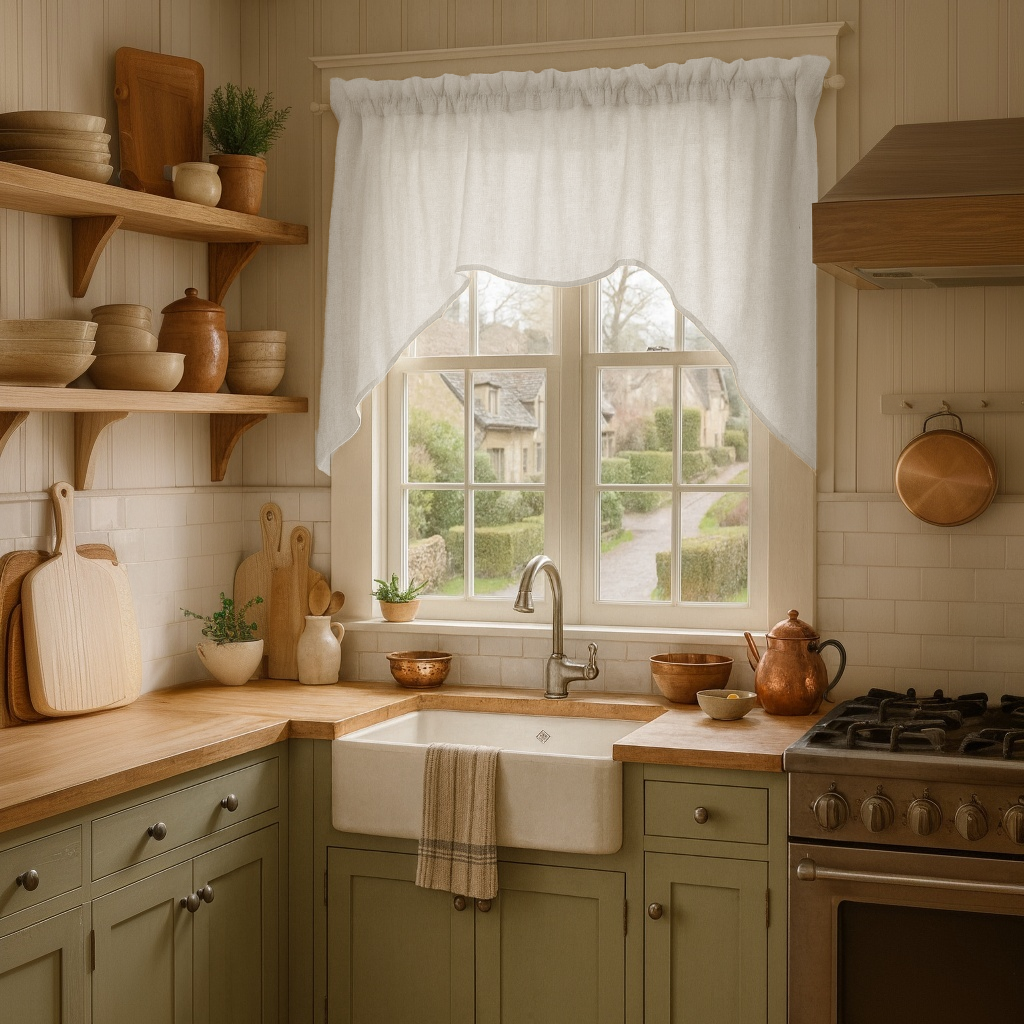 Off-White Heavy Weight Linen Swag Valance Curtain