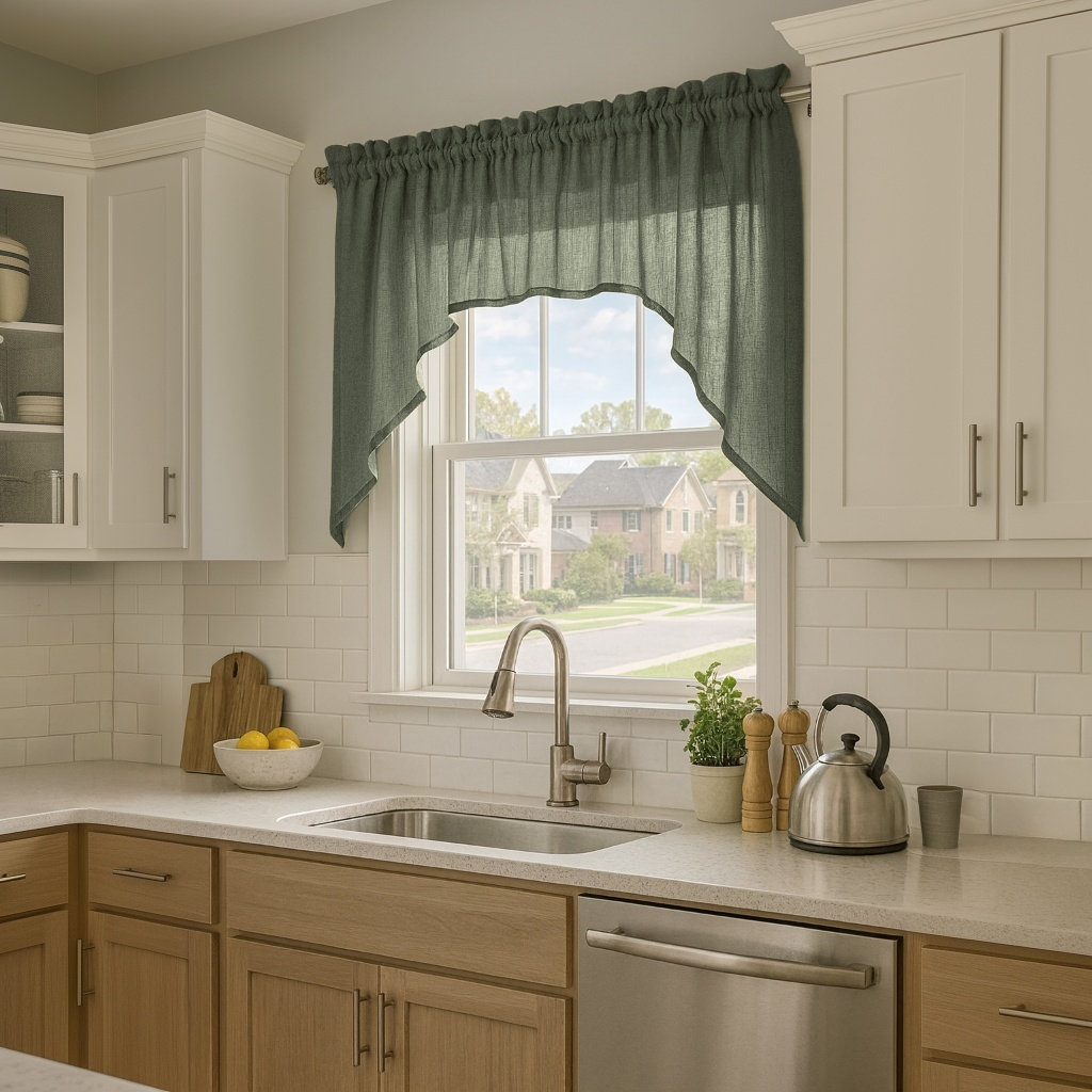 Sage Green Linen Swag Valance Curtain