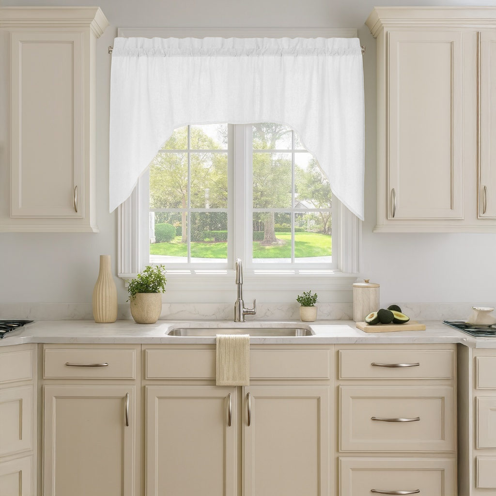White Linen Swag Valance Curtain