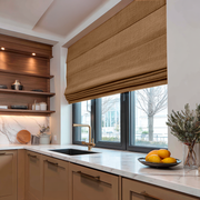 Tawny Brown Linen Blackout Roman Shades