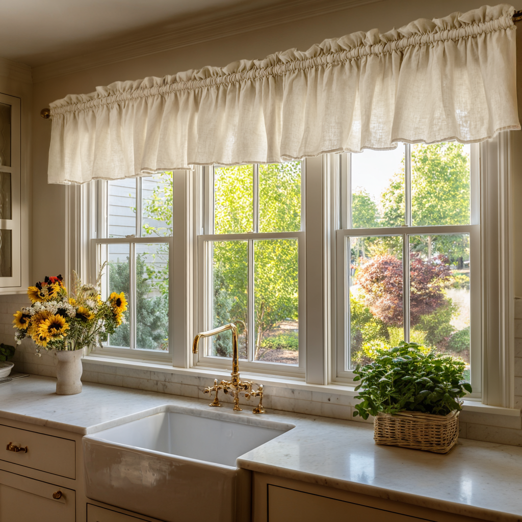 Cream Linen Valance