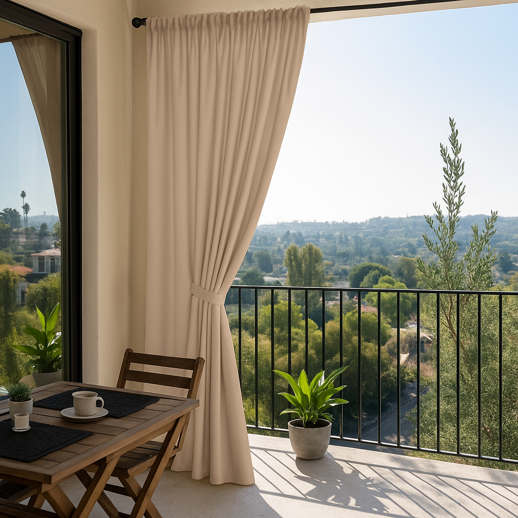 Linen Color Waterproof and Windproof Outdoor Balcony Curtains