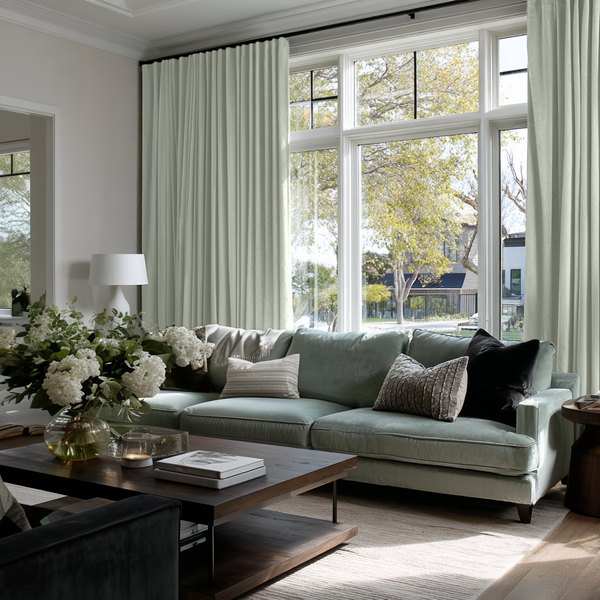 Heavy Mint Green Velvet S-Fold Curtains – Custom Sizes: 63