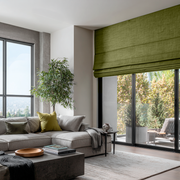 Moss Green Linen Blackout Roman Shades