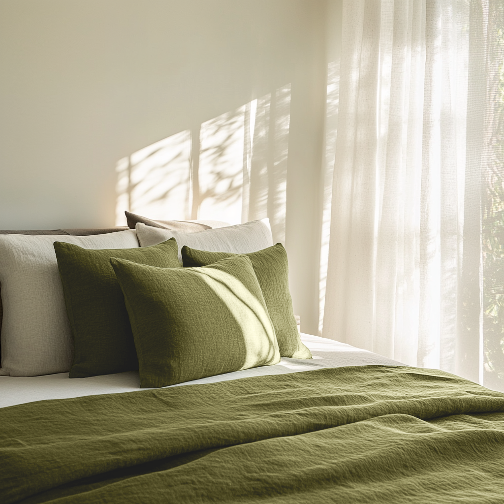 Moss Green Linen Top Sheet