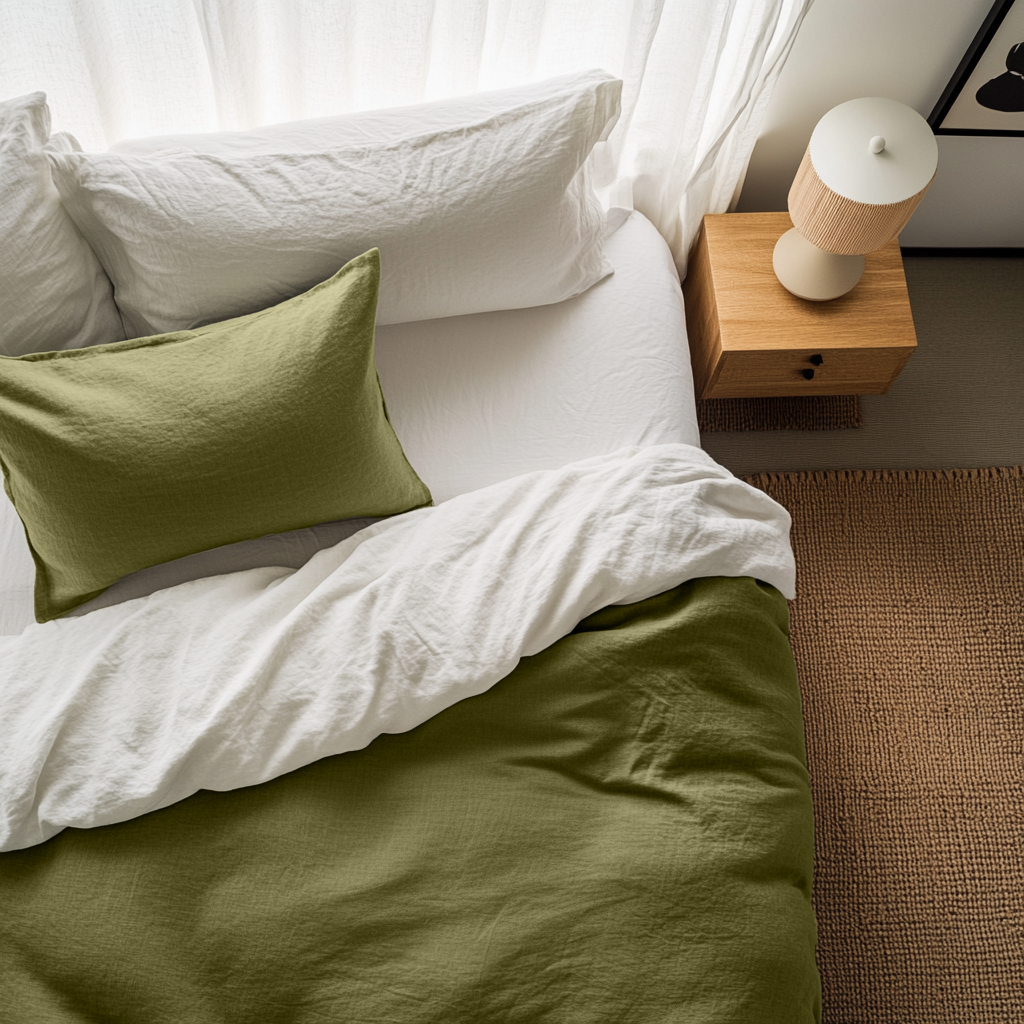Moss Green Linen Top Sheet