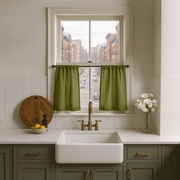 Moss Green Linen Kitchen Cafe Curtains