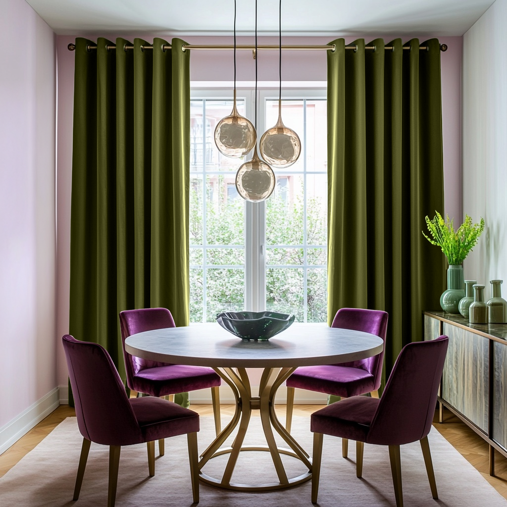 Moss Green Linen Thermal Grommet Curtains