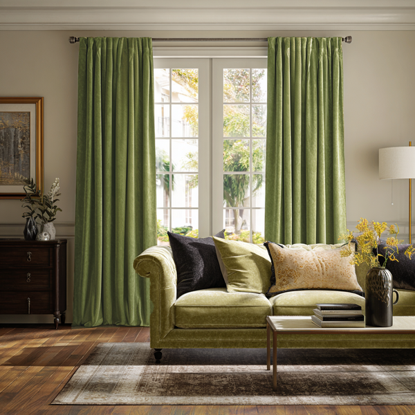 Bagaille VELOURS CURTAIN ★ GREEN Velvet 10ft H x 52