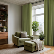 Moss Green Velvet Blackout Grommet Curtain
