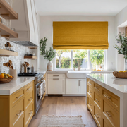 Mustard Yellow Linen Roman Shade -  Blackout Lining