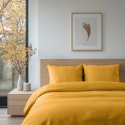 Mustard Yellow Linen King Duvet Cover Set