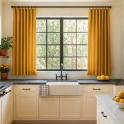 Mustard Yellow Linen Kitchen Curtains