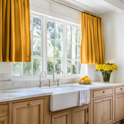 Mustard Yellow Linen Kitchen Curtains