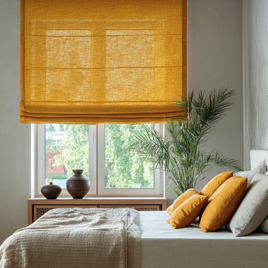 Mustard Yellow Linen Roman Shade