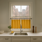 Mustard Yellow Linen Cafe Curtains