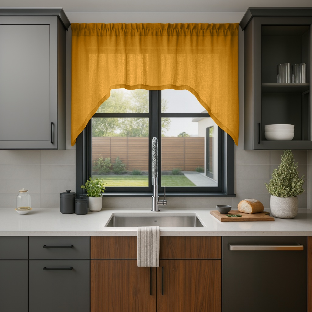 Mustard Yellow Linen Swag Valance Curtain