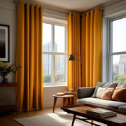 Mustard Yellow Linen Thermal Grommet Curtains
