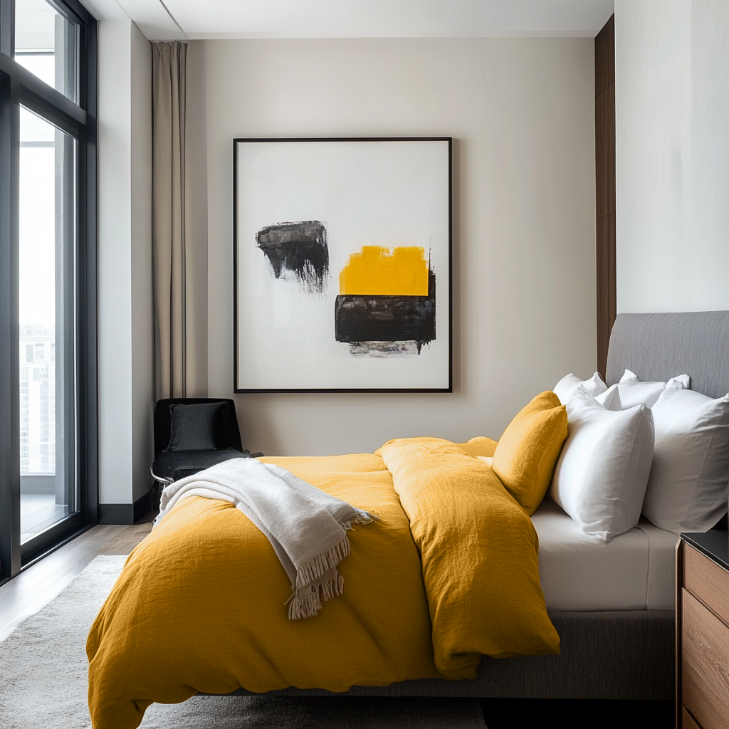Mustard Yellow Linen Duvet Cover