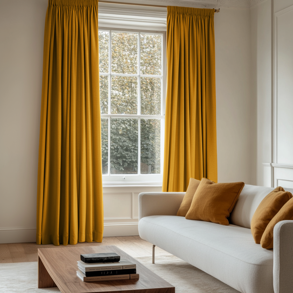 Mustard Yellow Pencil Pleat Blackout Curtains