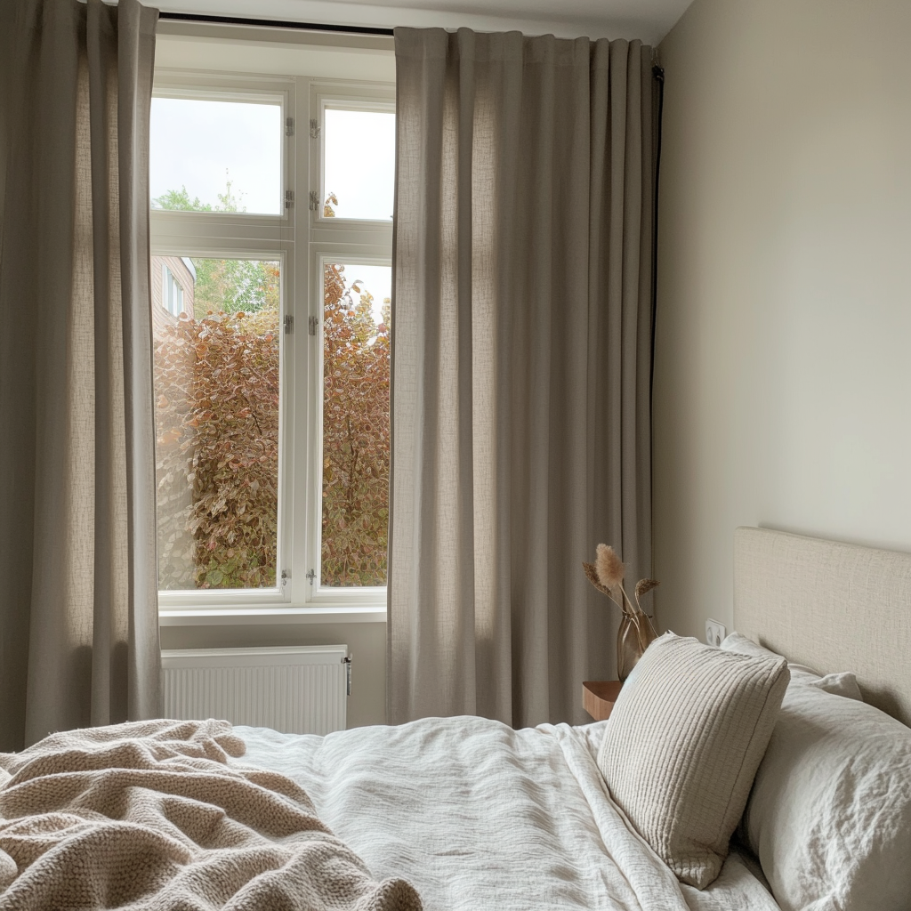 Natural Beige Bedroom Curtains