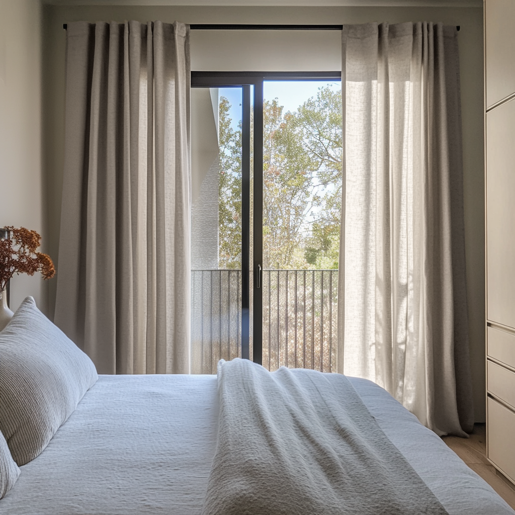 Natural Beige Bedroom Curtains