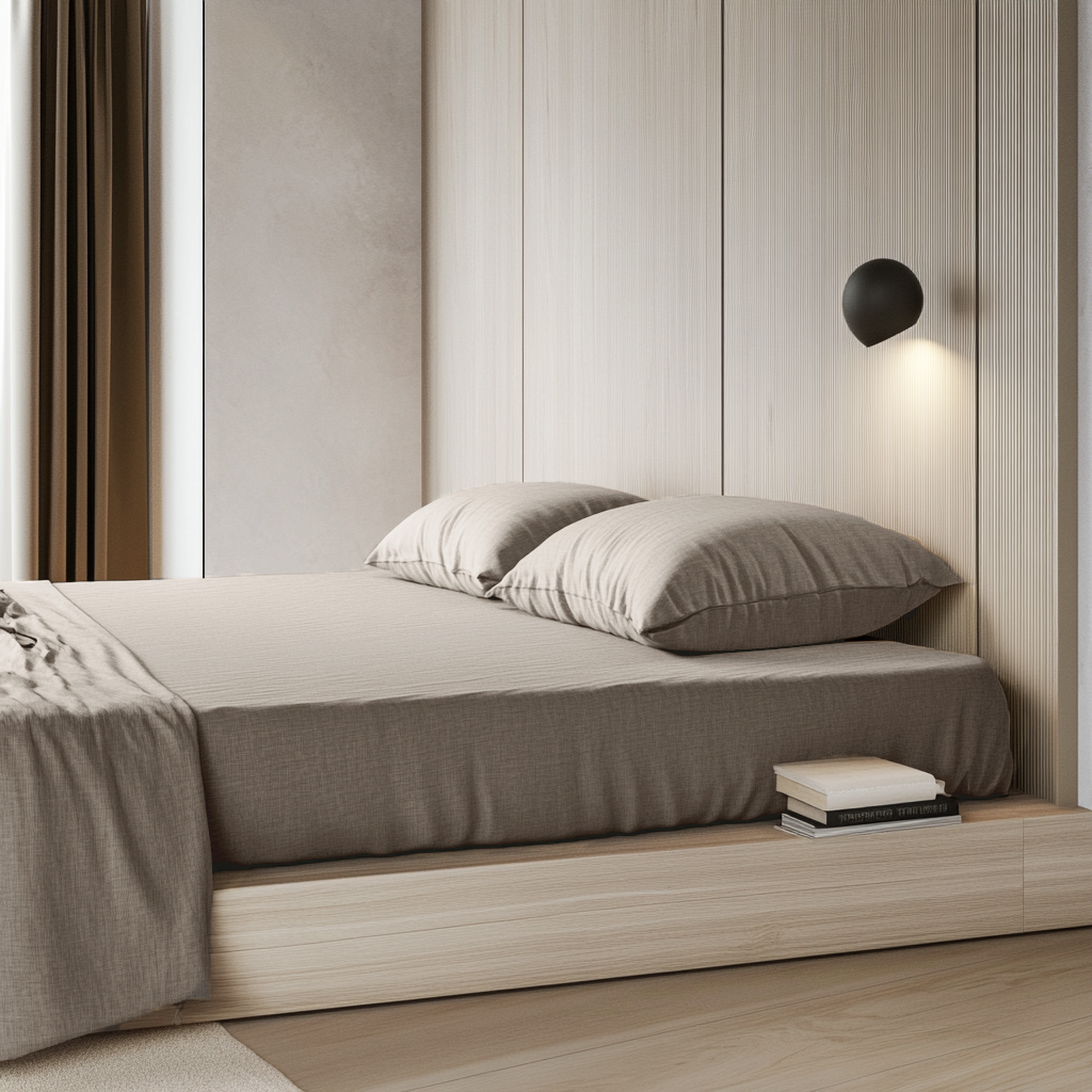 Natural Beige Washed Linen Heavyweight Extra Deep Pocket Fitted Sheet 