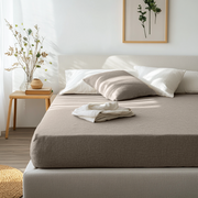 Natural Beige Washed Linen Heavyweight Extra Deep Pocket Fitted Sheet 