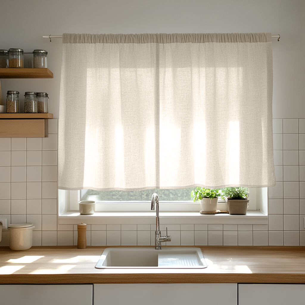 Natural Linen Kitchen Curtain