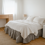 Natural Heavy Weight Linen Bed Skirt with Gathered Ruffles
